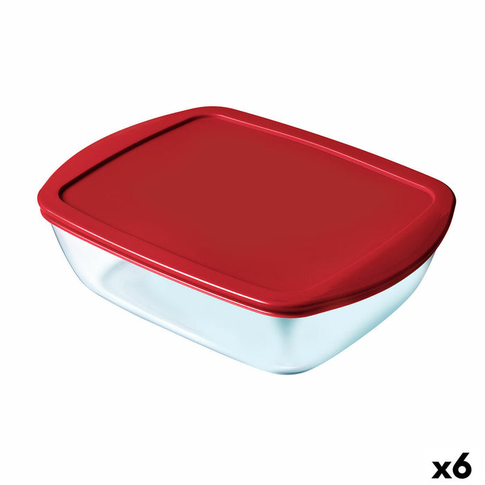 Cutie pentru prânz ermetică Pyrex Cook & store Roșu Sticlă (400 ml) (6 Unități)