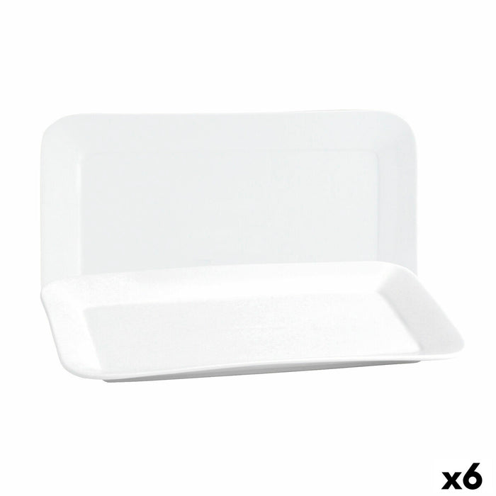 Platou pentru Servire Quid Basic Dreptunghiular Ceramică Alb (6 Unități) (31 x 18 cm)