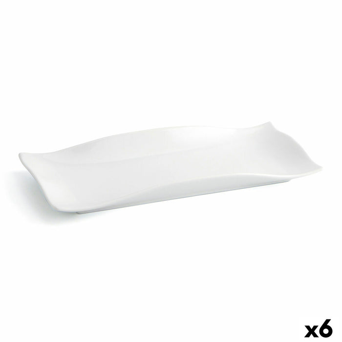 Platou Plat Quid Gastro Fun Alb Ceramică 29,5 x 11 x 3 cm (6 Unități)