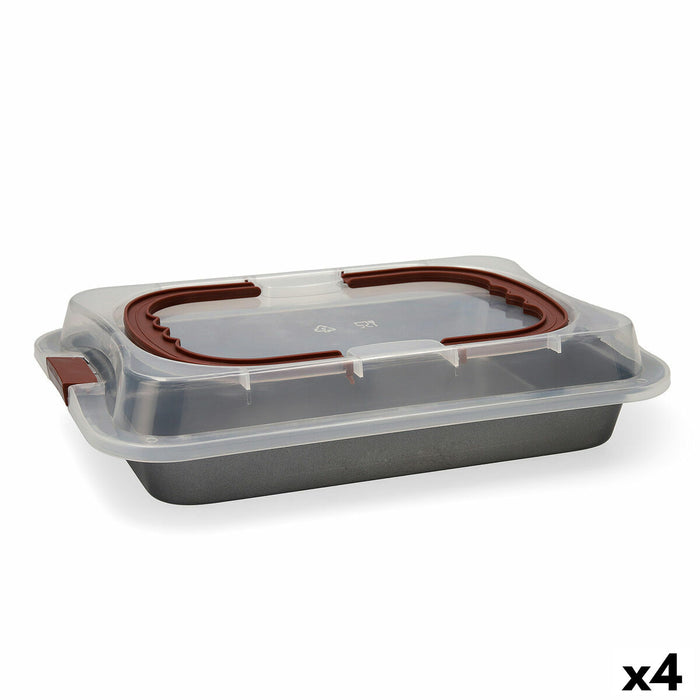 Formă pentru cuptor Quid Sweet Grey Cu Capac Negru Metal 36 x 23 x 4,5 cm (4 Unități)