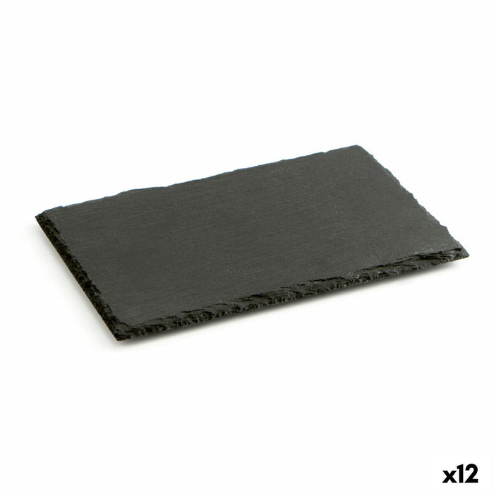 Tavă din Ceramică Efect Ardezie Quid Gastro Fun Negru 30 x 20 cm (12 Unități)