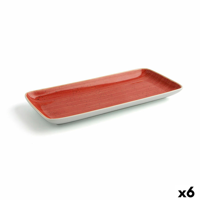 Platou pentru Servire Ariane Terra Dreptunghiular Ceramică Roșu (36 x 16,5 cm) (6 Unități)
