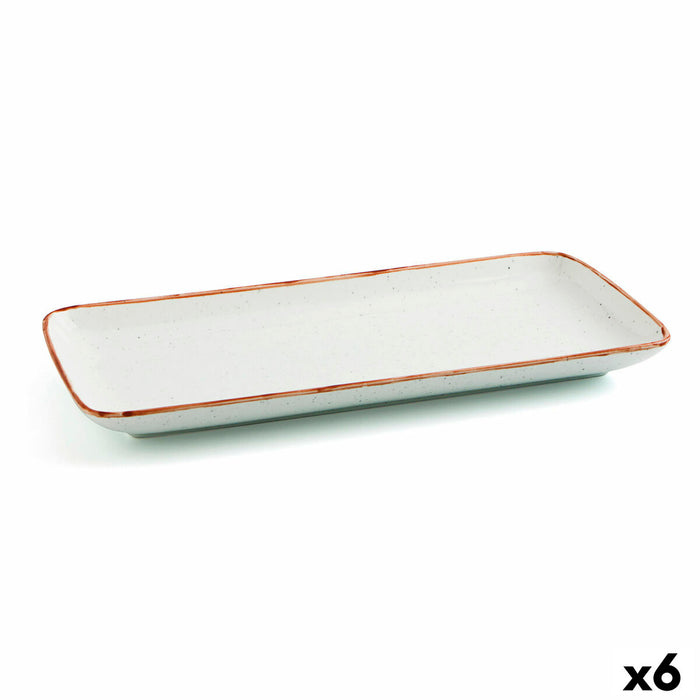 Platou pentru Servire Ariane Terra Dreptunghiular Ceramică Bej (36 x 16,5 cm) (6 Unități)