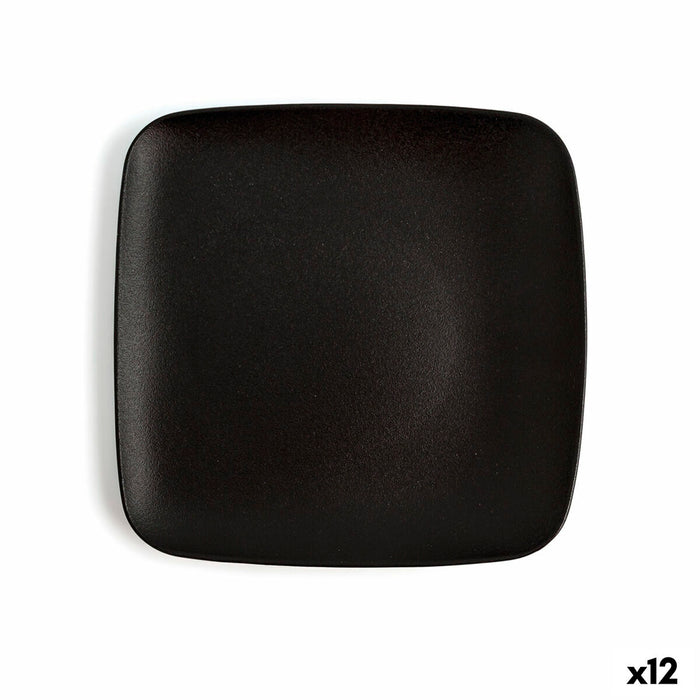 Platou Plat Ariane Antracita Pătrat Negru Ceramică 20 cm (12 Unități)