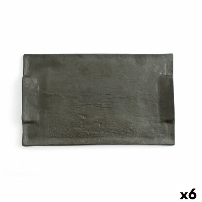Tavă pentru gustari Quid Mineral Ceramică Negru 30 x 18 cm (6 Unități)