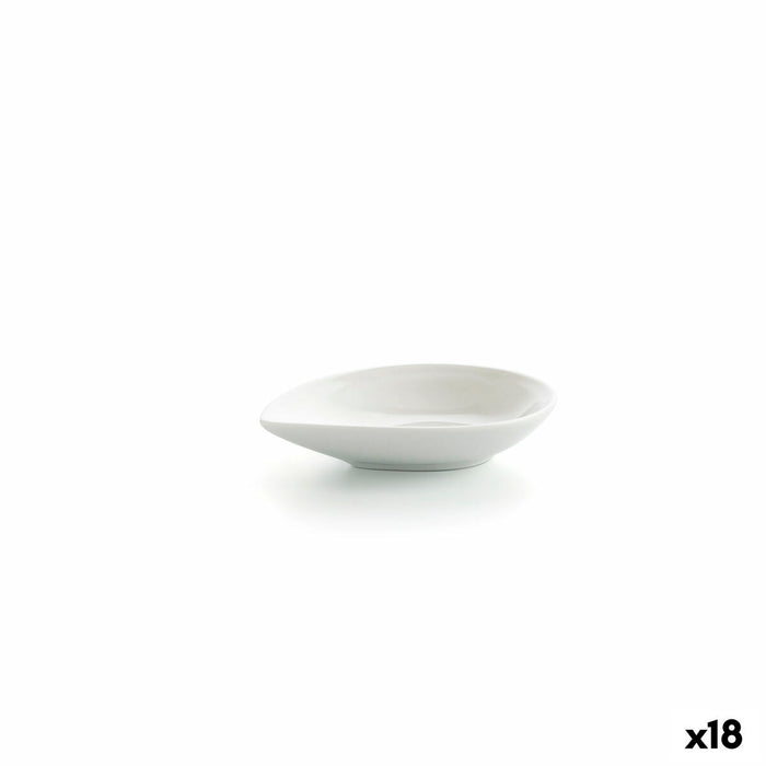 Castron Ariane Alaska Frunză Mini Ceramică Alb (10 x 8 x 2,2 cm) (18 Unități)