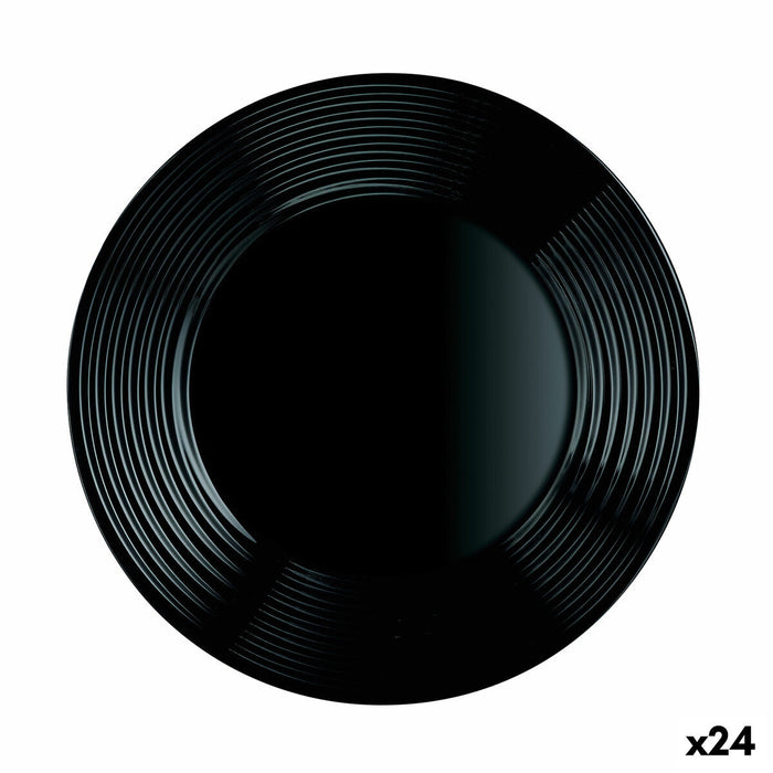 Platou Plat Luminarc Harena Negro Negru Sticlă 25 cm (24 Unități)