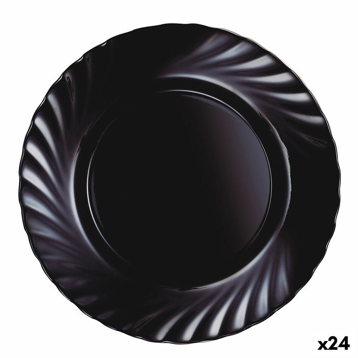 Platou Plat Luminarc Trianon Black Negru Sticlă Ø 24,5 cm (24 Unități)