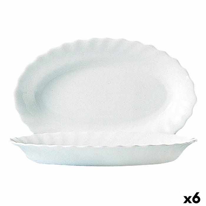 Platou pentru Servire Luminarc Trianon Alb Sticlă (Ø 35 cm) (6 Unități)