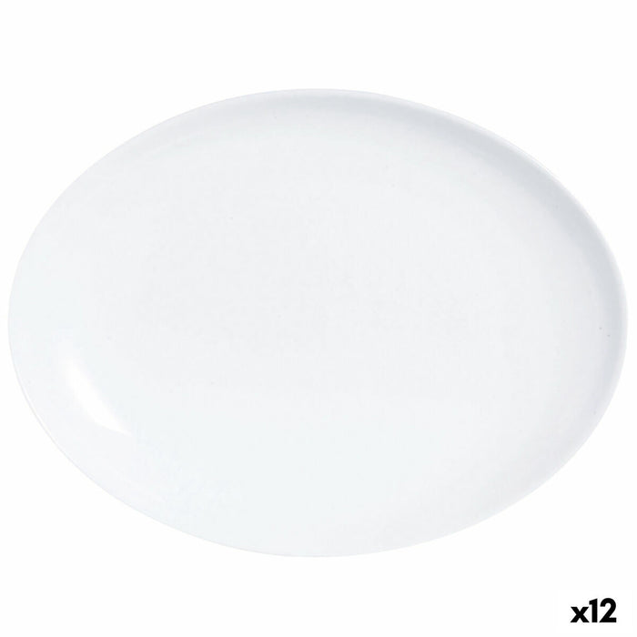 Platou pentru Servire Luminarc Diwali Oval Alb Sticlă (33 x 25 cm) (12 Unități)
