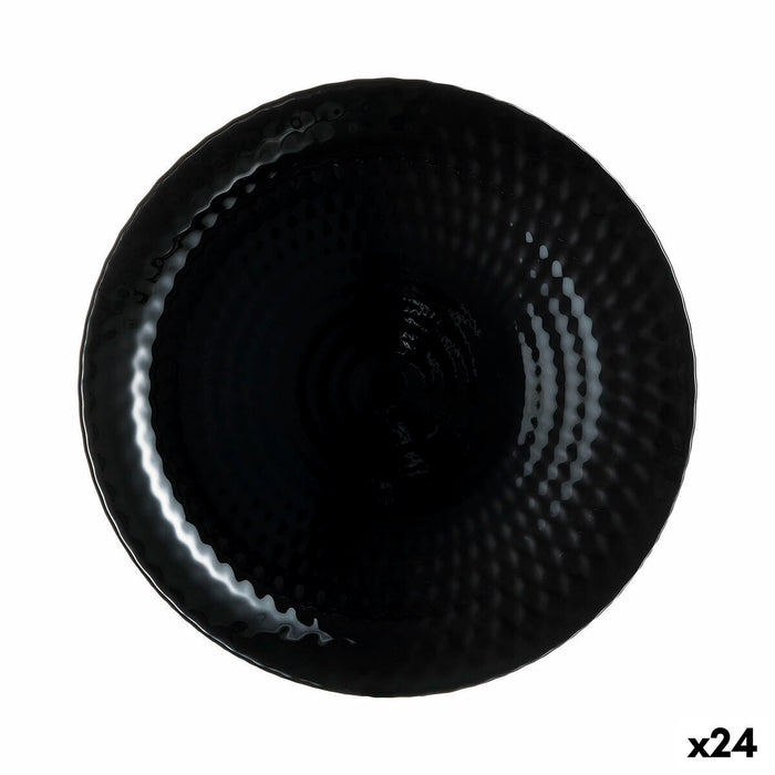 Platou Plat Luminarc Pampille Noir Negru Sticlă 25 cm (24 Unități)