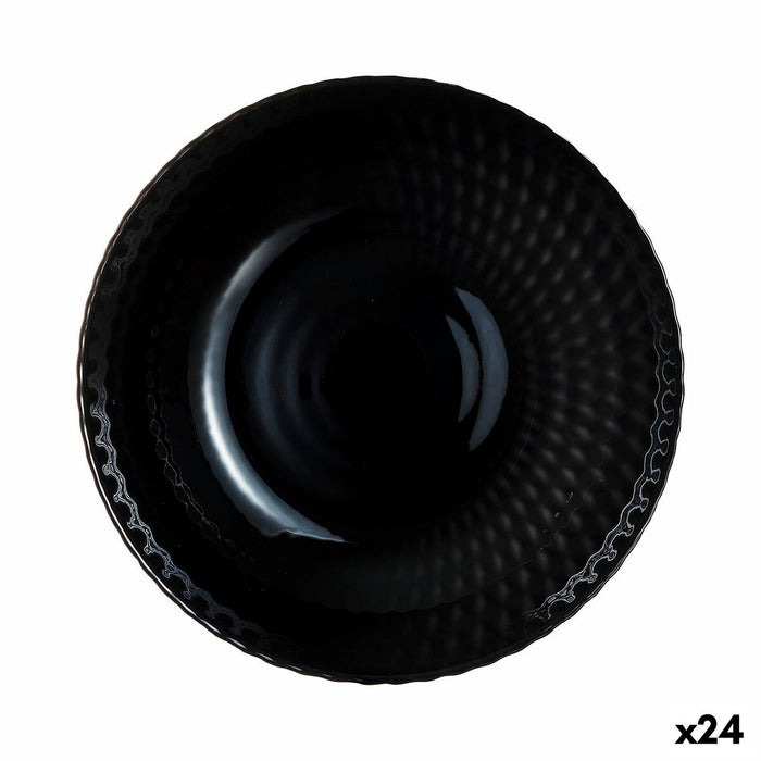 Farfurie Adâncă Luminarc Pampille Noir Negru Sticlă 20 cm (24 Unități)