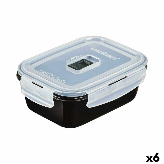 Cutie pentru prânz ermetică Luminarc Pure Box Negru 820 ml Sticlă (6 Unități)