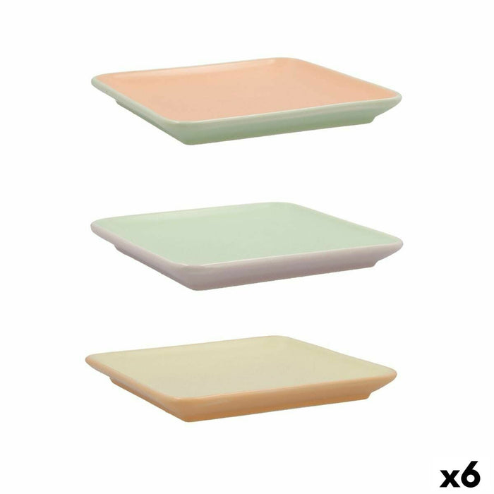 Tavă pentru gustari Quid Vitamina Bicolor Ceramică 15 x 15 cm (6 Unități)