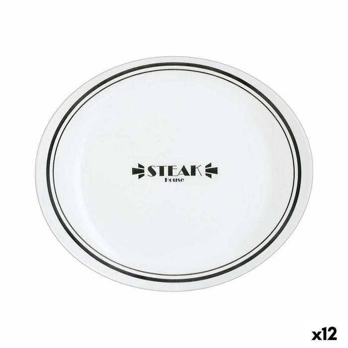 Plochá deska Luminarc Friends Time Bistro Carne Alb/Negru Sticlă Ø 30 cm (12 Unități)