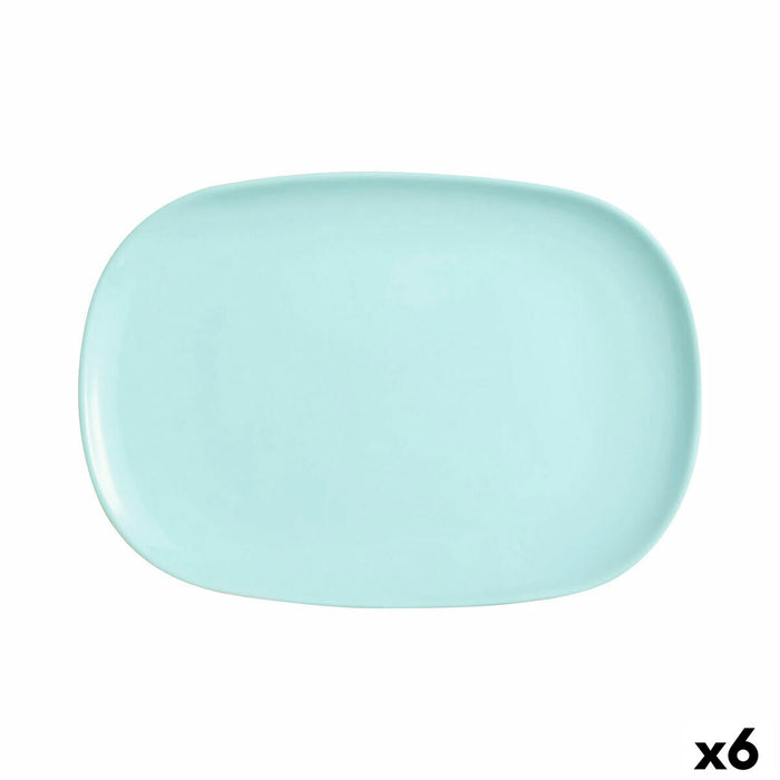 Platou pentru Servire Luminarc Sweet Line Turquoise Sticlă 35 x 24 cm (6 Unități)