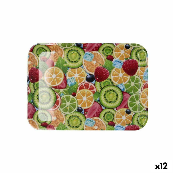 Tavă pentru micul dejun Quid Habitat Multicolor Plastic 28 x 20 x 1,5 cm Cu mânere Fructe (12 Unități)