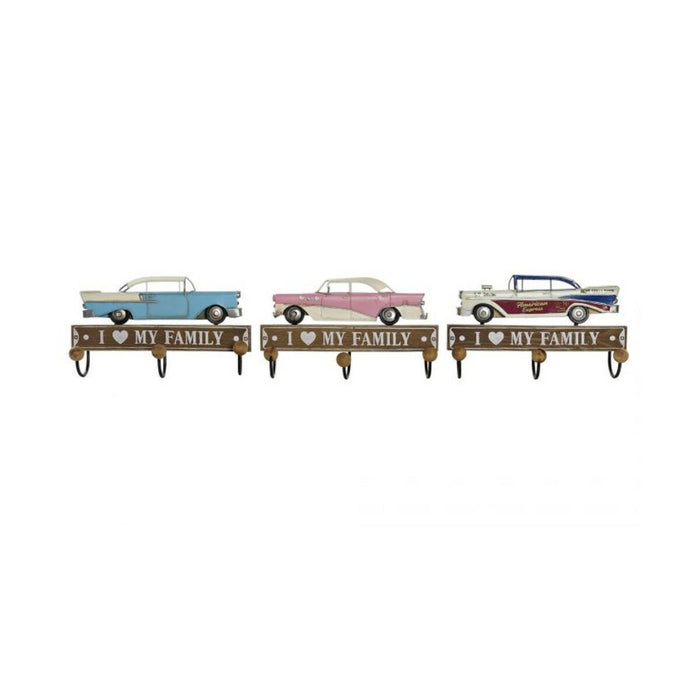Cuier de perete DKD Home Decor 29 x 8 x 17 cm Metal Vintage Lemn MDF (3 Piese)