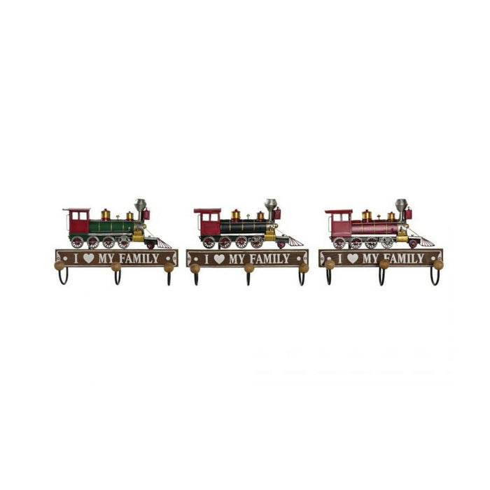 Cuier de perete DKD Home Decor 29 x 8 x 20 cm Metal Vintage Lemn MDF (3 Piese)