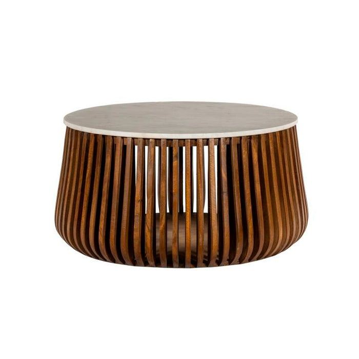 Masa laterală DKD Home Decor Marmură Maro închis 90 x 90 x 45 cm Lemn de mango