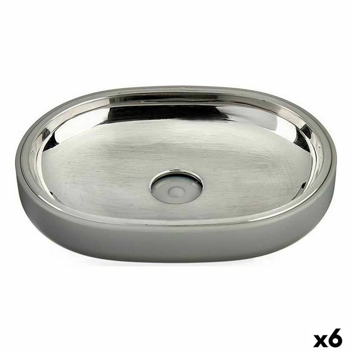 Săpunieră Argintiu Gri Oțel inoxidabil Plastic 9,5 x 2,5 x 13 cm (6 Unități)