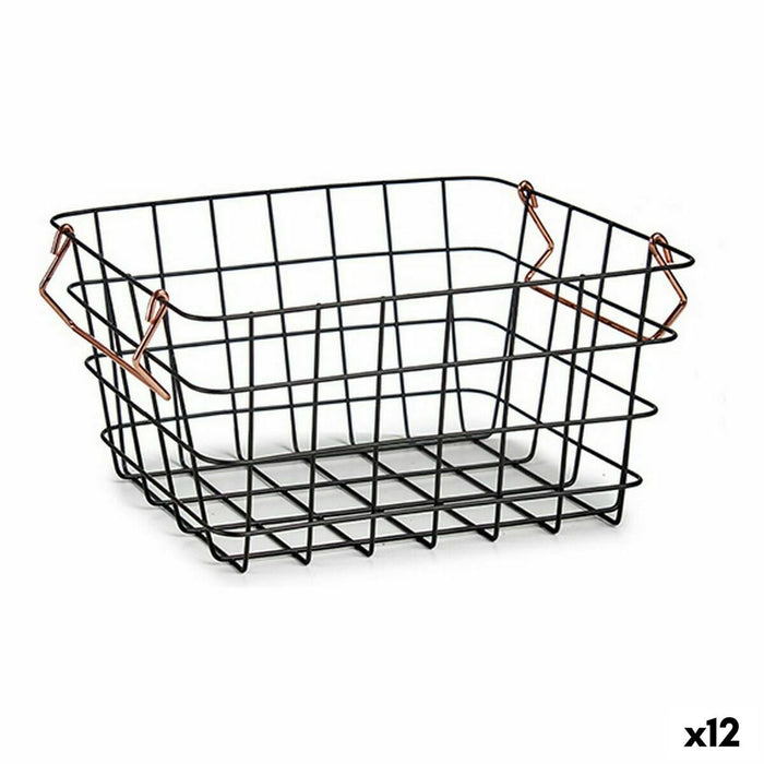 Coș din Sârmă Negru Oțel Cupru (22,5 x 14 x 31,5 cm) (12 Unități)