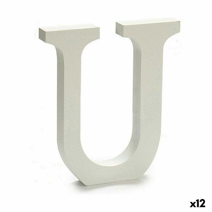 Literă U Lemn Alb (1,8 x 21 x 17 cm) (12 Unități)
