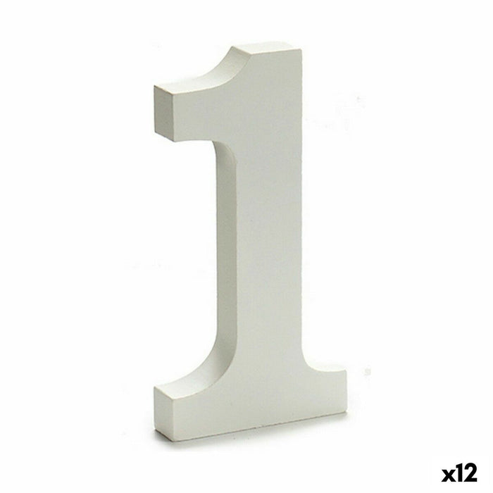 Numere 1 Lemn Alb (1,8 x 21 x 17 cm) (12 Unități)