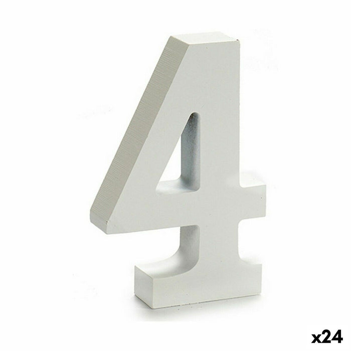 Numere 4 Lemn Alb (2 x 16 x 14,5 cm) (24 Unități)