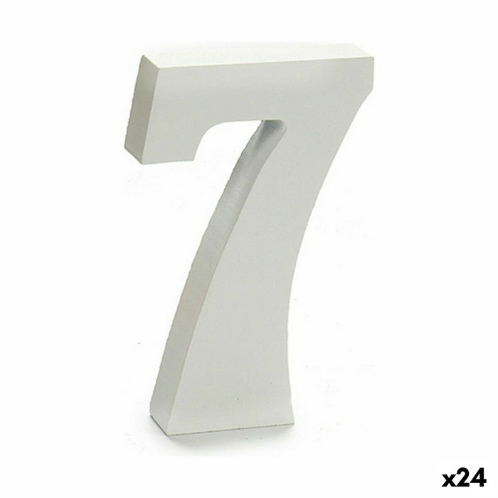 Numere 7 Lemn Alb (2 x 16 x 14,5 cm) (24 Unități)