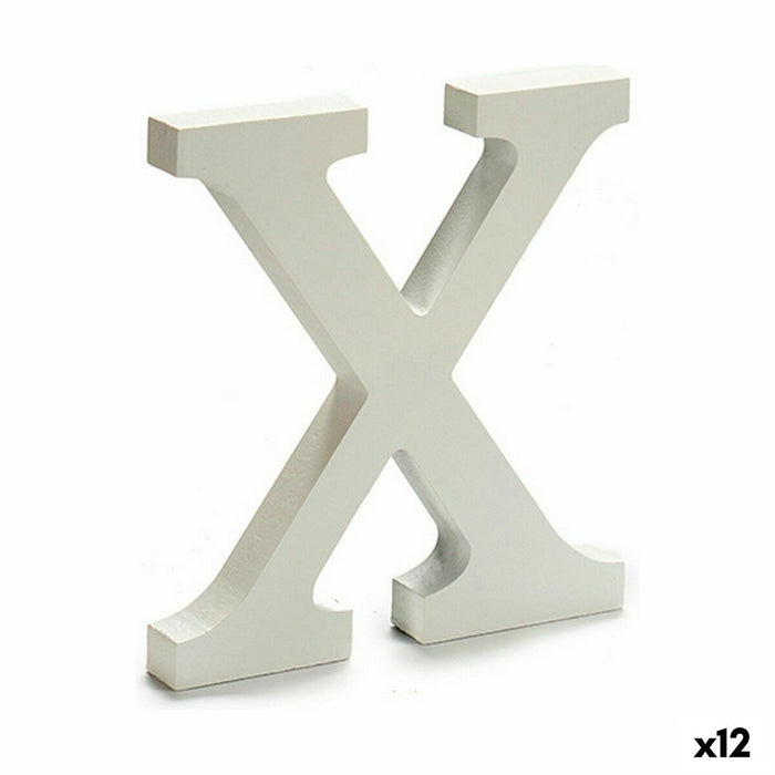 Literă X Lemn Alb (1,8 x 21 x 17 cm) (12 Unități)