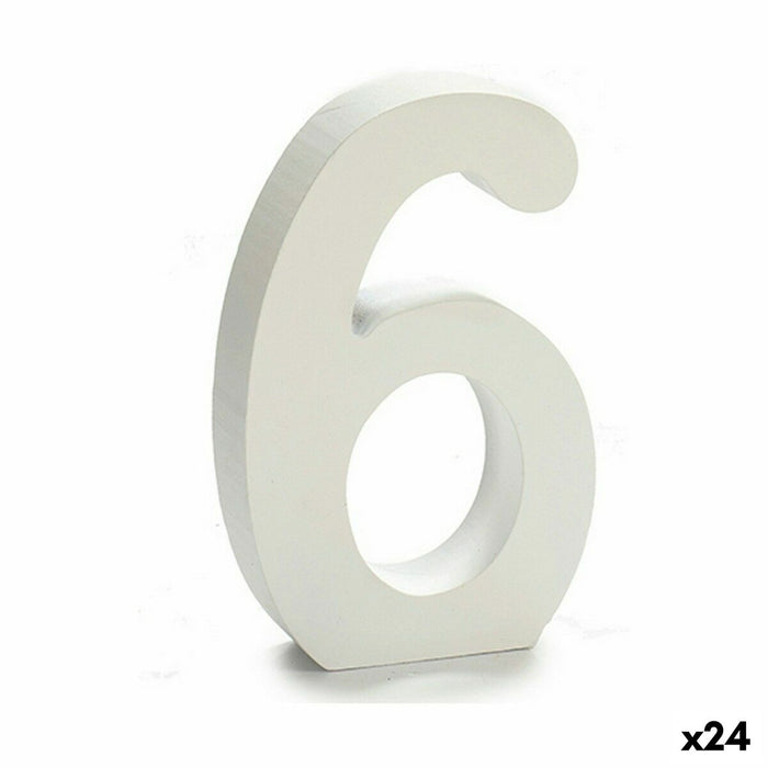 Numere 6 Lemn Alb (2 x 16 x 14,5 cm) (24 Unități)