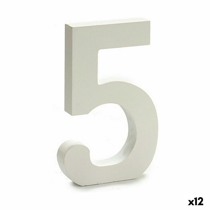 Numere 5 Lemn Alb (1,8 x 21 x 17 cm) (12 Unități)