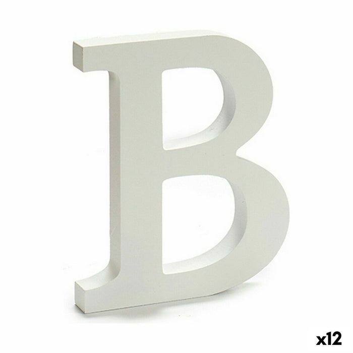 Literă B Lemn Alb (1,8 x 21 x 17 cm) (12 Unități)