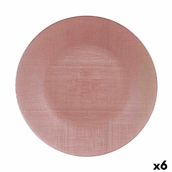 Platou Plat Roz Sticlă 32,5 x 2 x 32,5 cm (6 Unități)