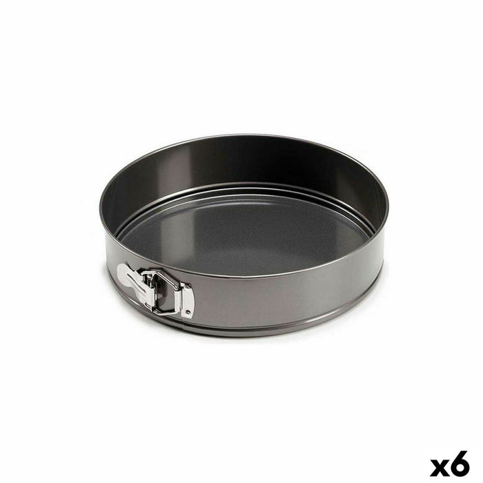 Formă de tort detașabilă Metal Gri închis Oțel carbon (28 x 6,5 x 28,5 cm) (6 Unități)