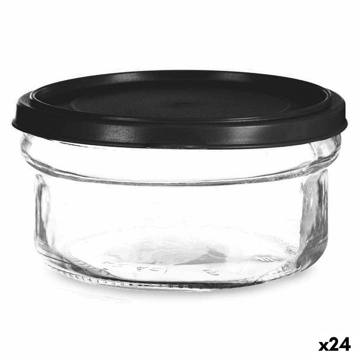Cutie rotundă pentru prânz cu capac Negru Transparent Plastic Sticlă 12 x 6 x 12 cm 415 ml