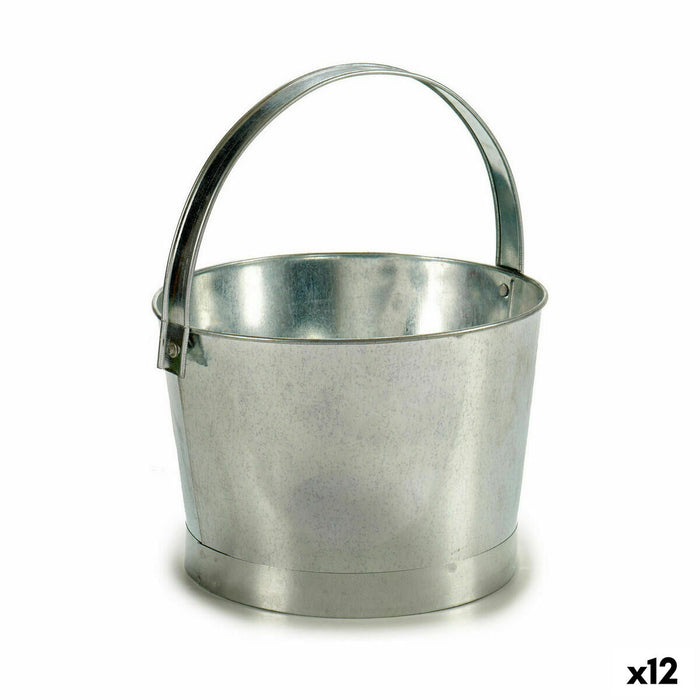 Ghiveci Cub Argintiu Zinc 25 x 30 x 26,5 cm (12 Unități)