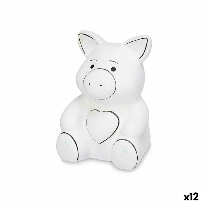 Piggy Bank pentru vopsit Porc Ceramică 9 x 11,8 x 8,5 cm (12 Unități)