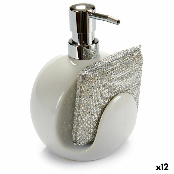 Distribuitor de săpun 2-în-1 pentru chiuvetă Alb Ceramică 400 ml 9,5 x 15,5 x 11,5 cm (12 Unități)