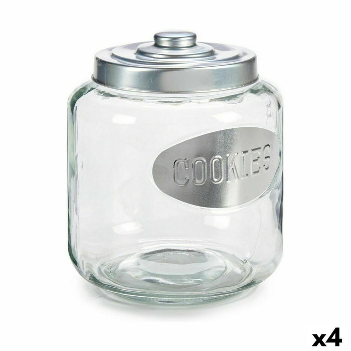 Borcan de biscuiți Argintiu Metal 400 ml 19 x 22,5 x 19 cm (4 Unități)