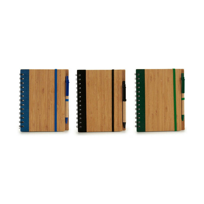 Caiet cu Inele și Pix Bambus 1 x 18 x 14 cm (12 Unități)