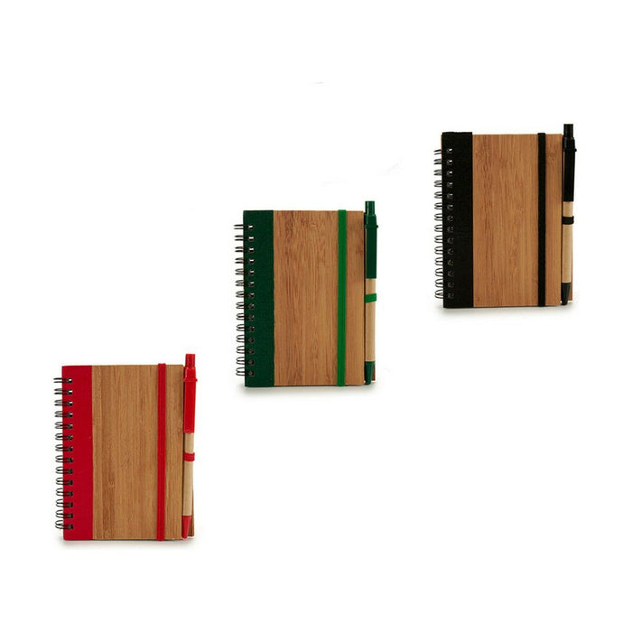 Caiet cu Inele și Pix Bambus 1 x 13 x 10,5 cm (24 Unități)