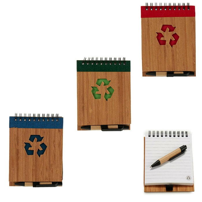 Caiet cu Inele și Pix Bambus 1 x 10 x 13 cm (24 Unități)