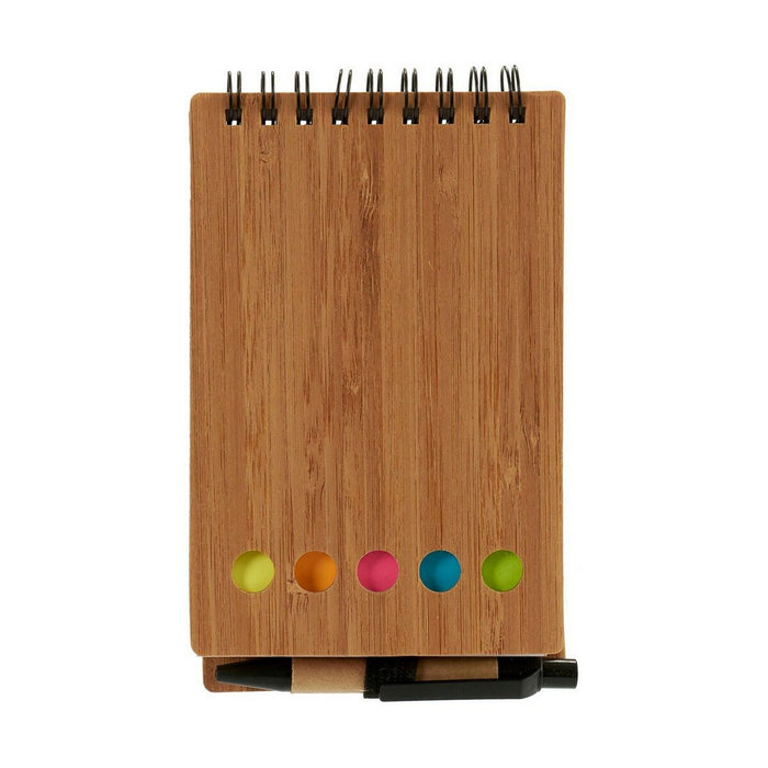 Caiet cu Inele și Pix Bambus Maro 1 x 14,5 x 9 cm (24 Unități)