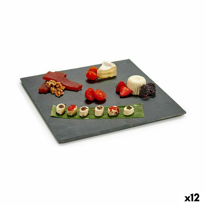 Tavă pentru gustari Negru Slate 30 x 0,5 x 30 cm (12 Unități)