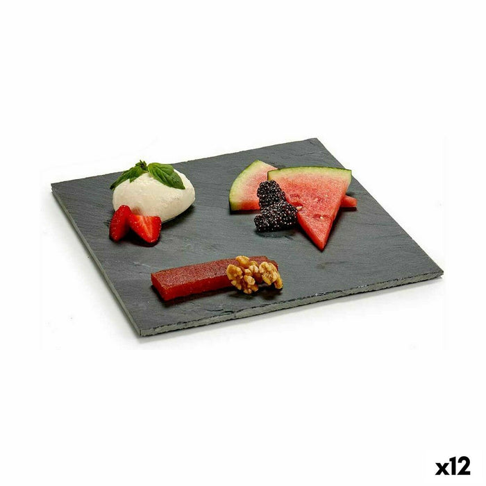 Tavă pentru gustari Negru Slate 25 x 0,5 x 25 cm (12 Unități)