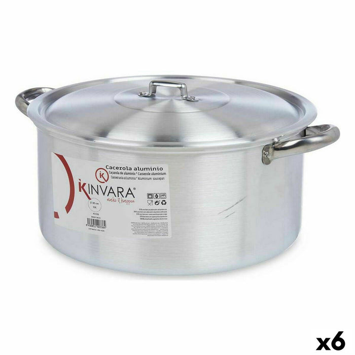 Caserolă Cu Capac Argintiu Aluminiu 10 L (6 Unități)