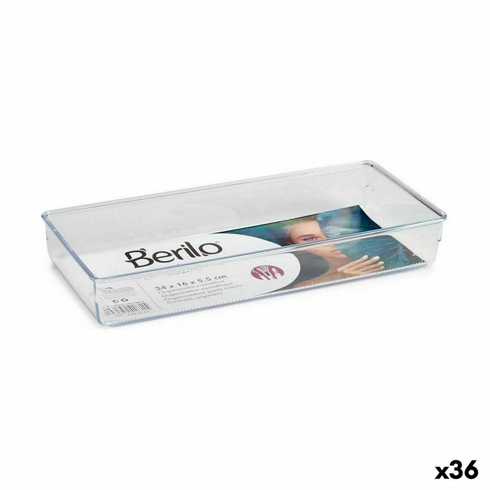 Organizatorul de Sertare Multi-utilizare Transparent Plastic 15,5 x 5,5 x 34,5 cm (36 Unități)