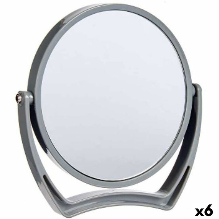 Oglindă cu Efect de Mărire Gri Geam Plastic 19 x 18,7 x 2 cm (6 Unități)